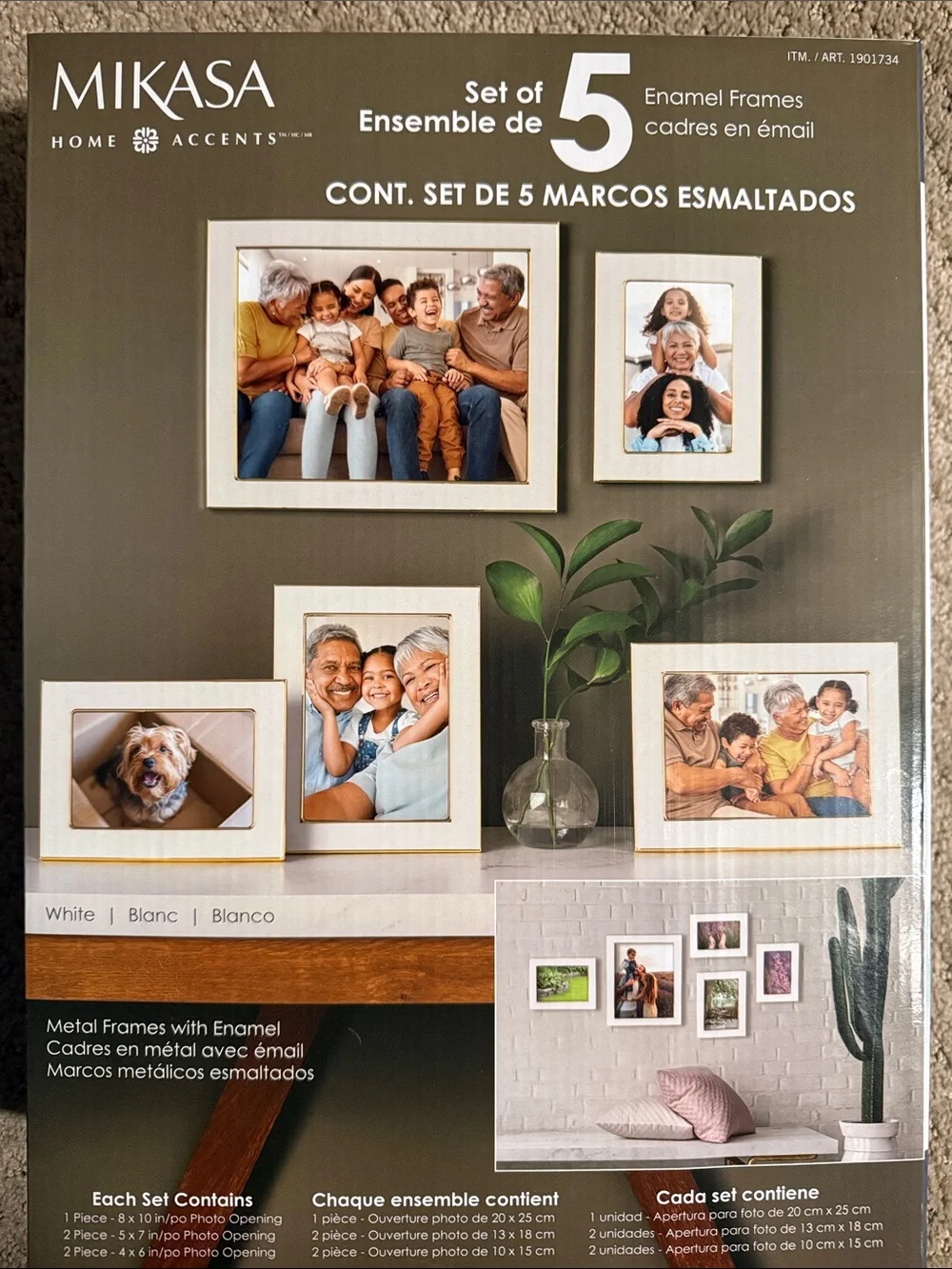 Mikasa White Enamel Picture Frame Set of 5
